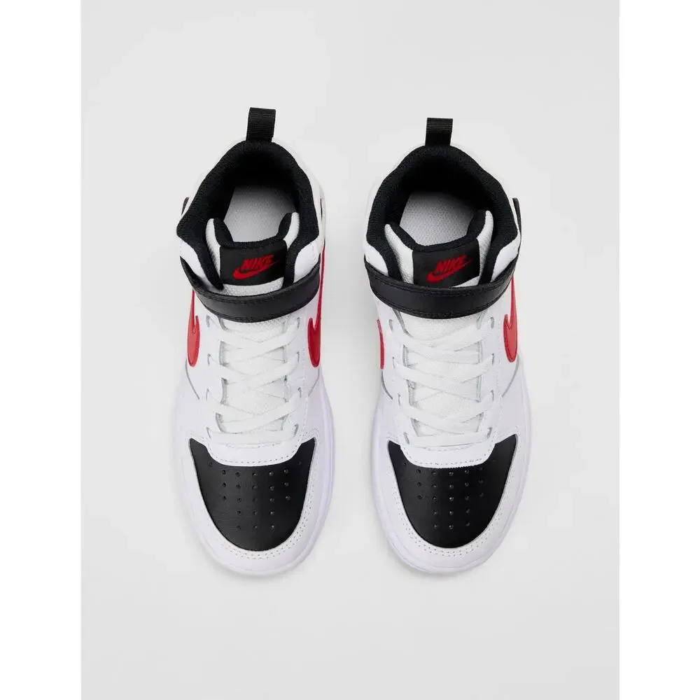 NWT Nike Court Borough Mid 2 Little Kids Shoes White Red Black Size 2Y